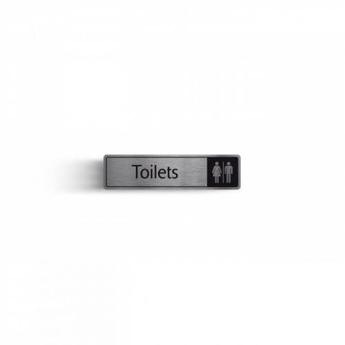 Toilets - Symbol & Text - Door Sign - Silver - 18cm (7&quot;)