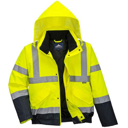 Hi-Vis - Bomber Jacket - Yellow & Navy - XL