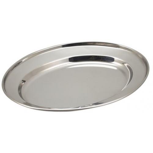 Meat Flat - Oval - 18/0 Stainless Steel - 25.5cm (10&quot;)