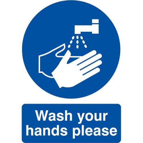 Wash Your Hands - Symbol & Words - Instruction Sign - Rigid