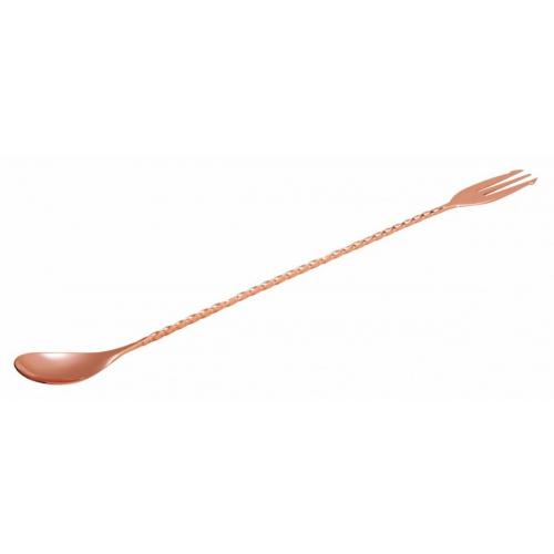 Cocktail Mixing Spoon with Fork End - Copper - 30cm (12&quot;)