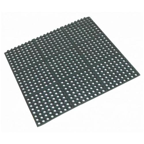 Anti Fatigue Floor Mat - Interlocking - Rubber - Square - Black -  90cm (35.4&quot;)