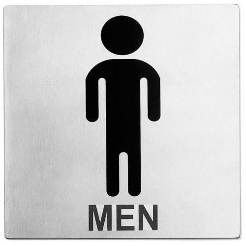 Men Symbol - Stainless Steel Sign - Square - 12.7cm (5&quot;)