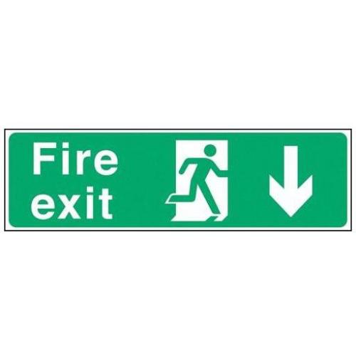 Fire Exit - Arrow Down Sign - Rigid - Mileta - 45cm (18&#39;&#39;)