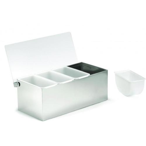 Condiment Holder - Stainless Steel - 4 Deep Compartment - 4x55cl (0.97 pint)