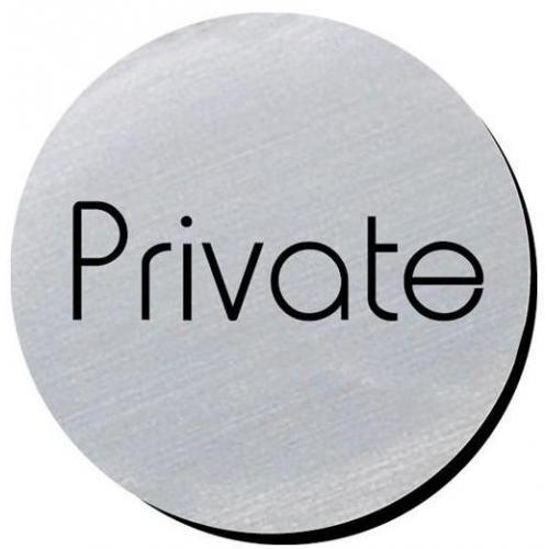 Private - Silver Metallic Sign - Round - 7.5cm (3&#39;&#39;) dia