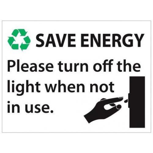Save Energy Turn Of Lights Sign - Self Adhesive - 7.6cm (3&#39;&#39;)