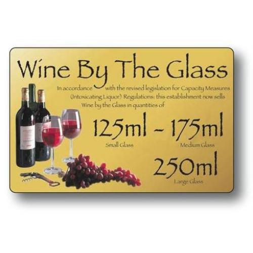 Weights & Measures Act - Wine By The Glass 125ml, 175ml & 250ml Sign - Gold