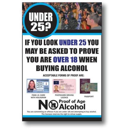 Under 25 - Proof of Age Sign - Unframed - White