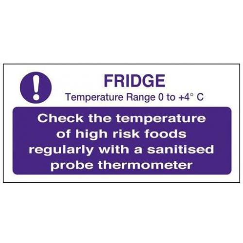 Fridge Check Temperature Sign - Self Adhesive - 20cm (8&quot;)