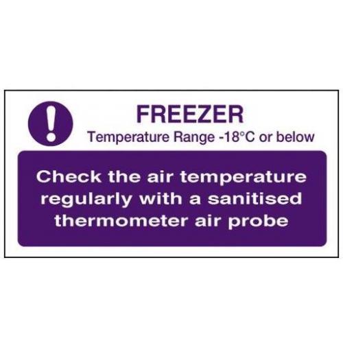 Freezer Check Temperature Sign - Self Adhesive - 20cm (8&quot;)