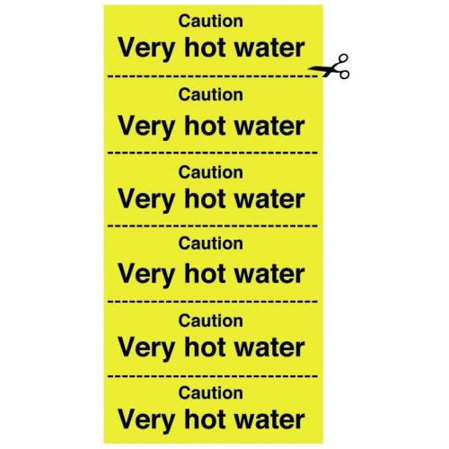 Caution Very Hot Water - Warning Sticker - Self Adhesive - 10cm (4&#39;&#39;)