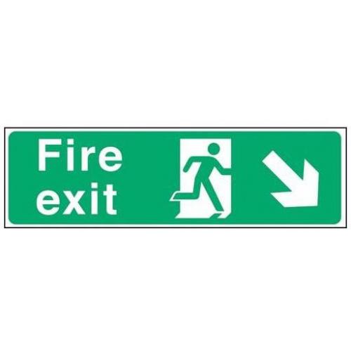 Fire Exit - Arrow Down Right Sign - Self Adhesive - Mileta - 45cm (18&#39;&#39;)