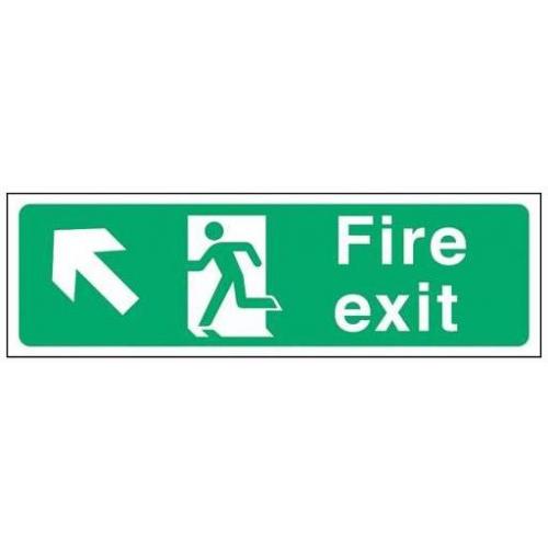 Fire Exit - Arrow Up Left Sign - Self Adhesive - Mileta - 45cm (18&#39;&#39;)