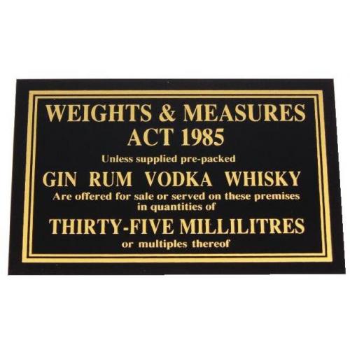 Weights & Measures Act - 0.035l Spirits Sign