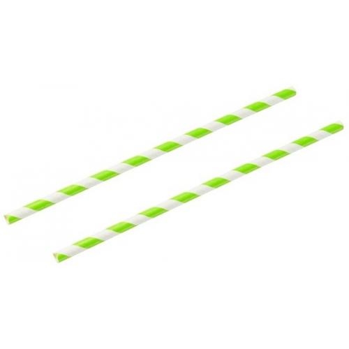 Smoothie Straw - Paper - Green & White Stripe - 23cm (9&quot;) x 10mm