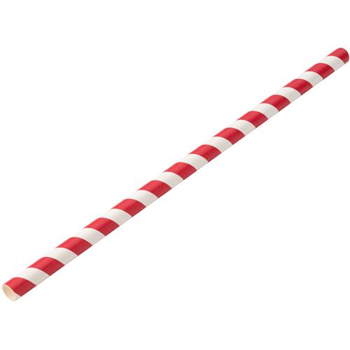 Smoothie Straw - Paper - Red & White Stripe - 23cm (9&quot;) x 8mm