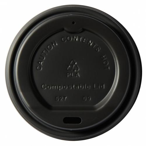 Sip Through Lid - Coffee Cup - Compostable - Black - 8oz (24cl) Cups - 80mm dia