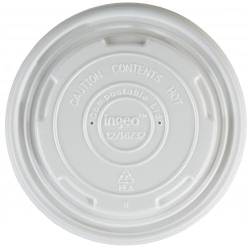 Food Pot Lid - Biodegradable - CPLA - White - 41-55cl (12-16oz) - 120mm dia