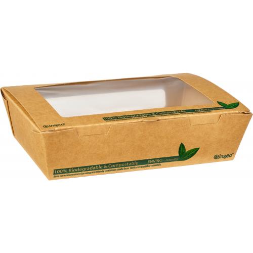 Pasta or Salad Box - Compostable - Kraft Board - Oblong - 120cl (42.25oz)