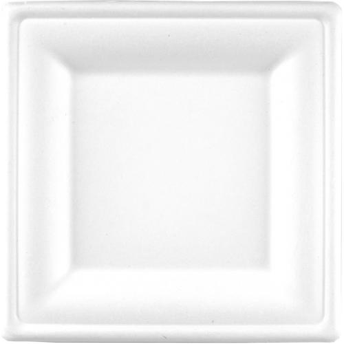 Square Plate - Natural Fibre - Bagasse - White - 15cm (6&quot;)