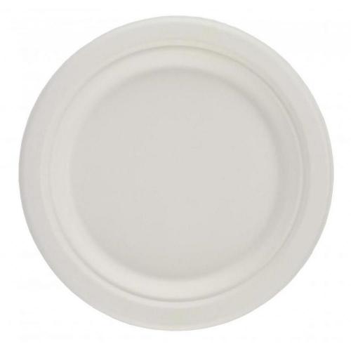 Round Plate - Natural Fibre - Bagasse - White - 26cm (10&quot;)