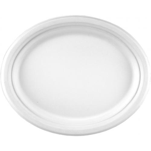 Plate - Oval - Natural Fibre - Bagasse - White - 30cm (12&quot;)