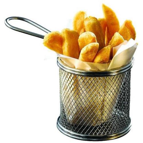 Service Basket - Round - with Handle - Wire - Chrome - 9cm (3.5&quot;)