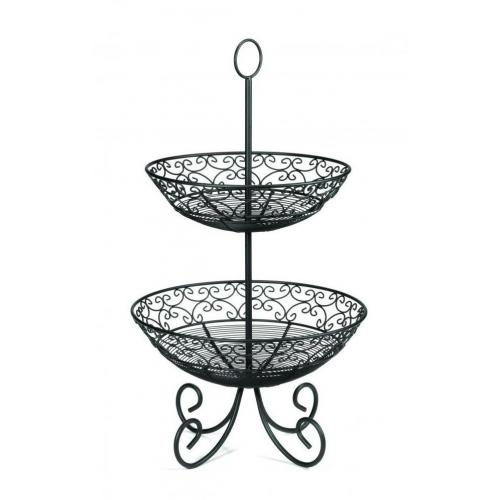 Display Basket Stand - Black  - 2 Tier on Legs