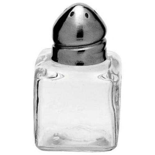 Salt or Pepper Shaker  - Mini Glass Cube - Stainless Steel Top - 5cm (1.9&quot;)