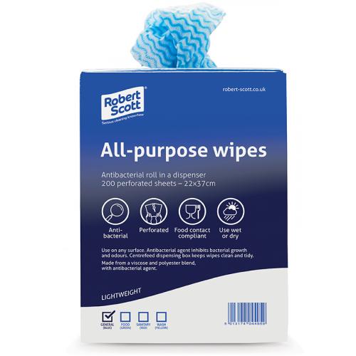 Cleaning Cloth - All Purpose - In Dispenser Box - Blue - 37cm (14.5&quot;) - 200 Wipes