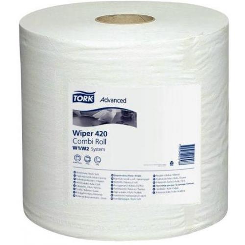 Wiping Paper Roll - W1, W2 Plus - Tork&#174; - 2 Ply - White - 255m