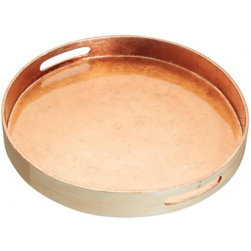 Round Tray - High Side - Copper Lacquered Bamboo - 38cm (15&quot;)