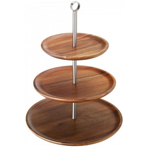 Cake Stand - Acacia Wood - 3 Tier - 44cm (17.3&quot;)