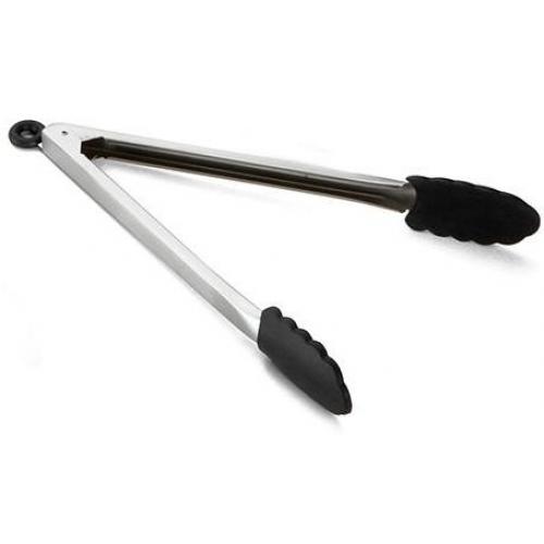 Tongs with Silicone Tip - Locking - Stainless Steel - 30cm (11.8&quot;)