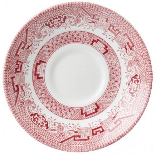 Saucer - Churchill&#39;s - Vintage Prints - Willow Georgian - Cranberry - 14cm (5.5&quot;)