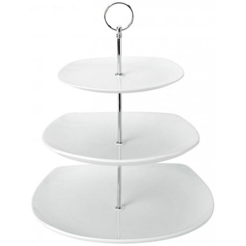 Squared Plate Cake Stand - Porcelain - Titan - 3 Tier - 36cm (14&quot;)