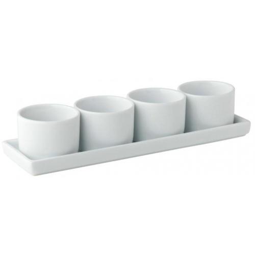 Gourmet Bowls & Tray - Porcelain - Titan - Tray 24.5cm (9&#39;&#39;) - Bowls 6cl (2oz)