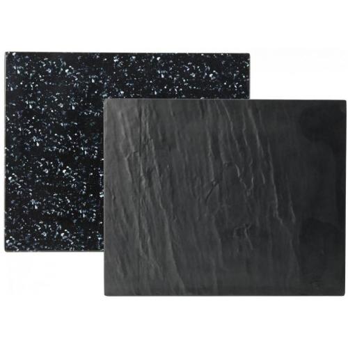 Platter - Reversible Slate or Granite - Rectangular - Melamine - Grey - 32x26cm
