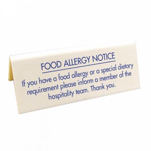 Food Allergy Notice - Table Sign
