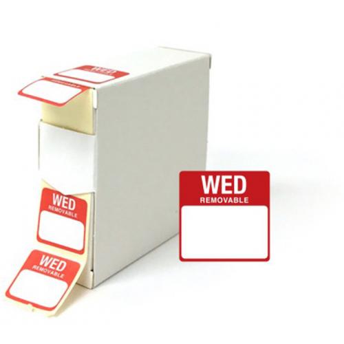 Day Label - Removable - Square - Wednesday - 25mm (1&quot;)