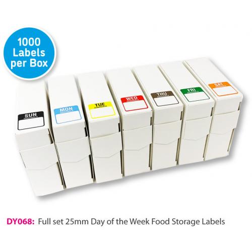 Day Label - 7 Day Label Set - Removable - Square - 25mm (1&quot;)