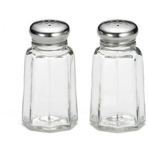 Salt & Pepper - Shaker Set  - Paneled Glass - Stainless Steel Tops - 30ml (1oz)