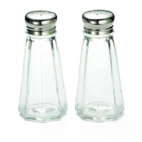 Salt & Pepper - Shaker Set  - Paneled Glass - Stainless Steel Tops - 90ml (3oz)