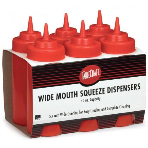 Squeeze Bottle - Wide Mouth - Red - 35.5cl (12oz) - 53mm dia
