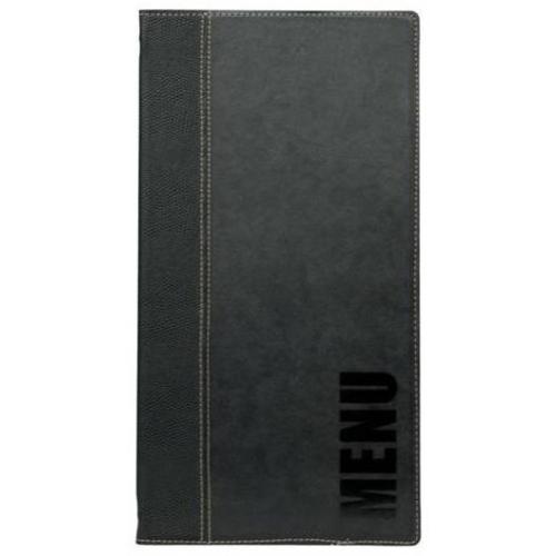 Menu Holder - Contemporary Long Style - 4 Page - Black - 18x36 (7x14&quot;)