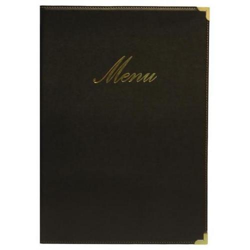 Menu Holder - Classic Style - 4 Page - Black -  A4