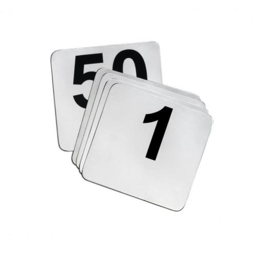 Table Numbers - Flat Sign  - 1 to 25 - Black on Stainless Steel