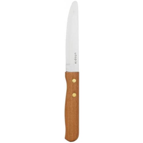 Steak Knife - Large Wooden Handle - Serrated Edge - 25cm (9.8&quot;)