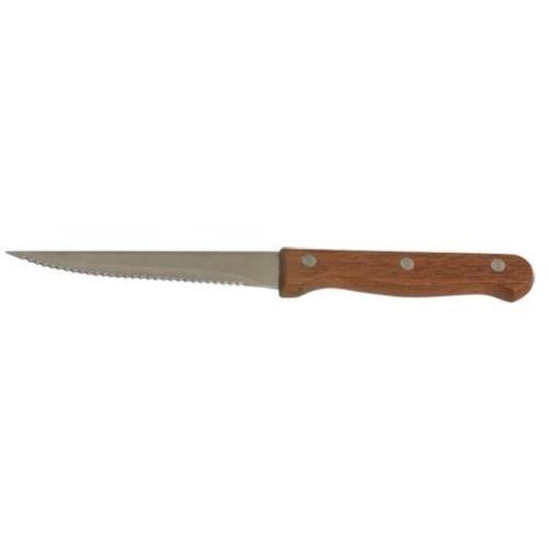 Steak Knife - Serrated Edge - Full Tang - Dark Wood Handle - 21.5cm (8.5&quot;)